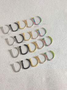 20Pcs Women Fake Nose Piercing Ring Hoop Septum Non Piercing Nose Clip Rock HipHoop Stainless Steel Fashion Punk Body Jewelry