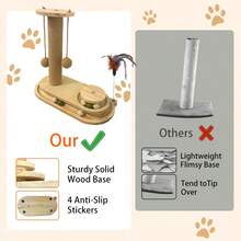 Cat Toy Pine Wood Cat Scratch Pole Vertical Sisal Cat Climbing Frame Wear-Resistant And Non Shedding Cat Turntable Integrated Cat Toy Modern Cat Scratching Post - Stylish Decor For Home, Sturdy & Pet-Friendly Cat Scratch Tree With Ball - Fun Playtime For Kittens & Cats, Reduce Furniture Damage - 灰色 - 查看 6