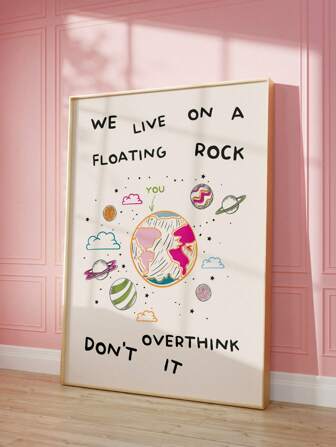 1pc Premium "Don't Overthink" Quote Print Girly Pink College Aesthetic Printable Dorm Art, Fashion Inspirational Typography Wall Decor, Frameless Canvas Poster For Bedroom/Dorm/Party, Perfect Vacation Travel & Beach Graduation Gift, Funkyposters Wall Prints (Inspirational Decor, Paintings)