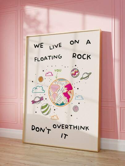 1pc Premium "Don't Overthink" Quote Print Girly Pink College Aesthetic Printable Dorm Art, Fashion Inspirational Typography Wall Decor, Frameless Canvas Poster For Bedroom/Dorm/Party, Perfect Vacation Travel & Beach Graduation Gift, Funkyposters Wall Prints (Inspirational Decor, Paintings)