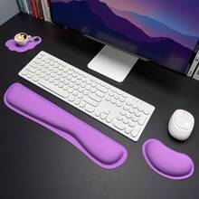 3pcs Keyboard Wrist Rest Pad, Ergonomic Mouse Pad With Wrist Support Memory Foam Non-Slip Rubber Base, Suitable For Home Office Gaming Computer Laptop To Ease Pain