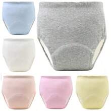 6件柔软训练裤，透气可洗幼儿训练裤，四季皆宜，混色，送给男宝宝和女宝宝的理想礼物，针织面料，防漏，布尿布替代品