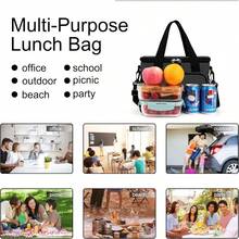 Local Shipping-Femuar Reusable Lunch Box For Men/Women - Insulated Lunch Bag Leakproof Lunchbox For Work Office Picnic Beach - Freezable Lunch Cooler Bag With Adjustable Shoulder Strap - Black - 2-Charcoal - 查看 8