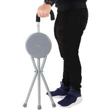 STARLEY - Bastón 90 cm que incluye taburete - Productos de cuidado personal Bastón con Asiento Plegable Ajustable – Silla de Bastón Portátil de Aluminio para Adultos y Personas Mayores - Plateado - Ver 4