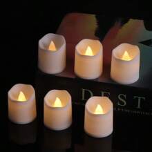 24 velas deseos sin llama, velas eléctricas parpadeantes sin llama, luz de té LED, blanco cálido, adecuado para boda, mesa, Halloween, decoración navideña