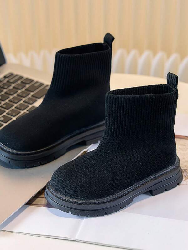 1 Pair Children Winter Solid Color Fashion High Top Ankle Boots, Lightweight Simple Style Warm Suitable For Indoor, Outdoor, Sports, Snow, Autumn/Winter