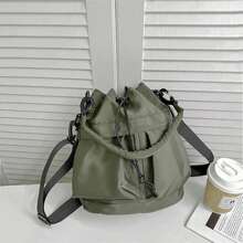 Fashion Women Handbags Waterproof Nylon Shoulder Bags Large Capacity Crossbody Bags For Women Portable Drawstring Bucket Bag