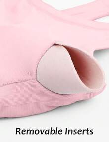 Workout Tops Women With Built In Bra, Sleeveless Gym Tops Seamless Racerback Athletic Yoga Shirts, Activewear - 淡粉紅色 - 查看 7