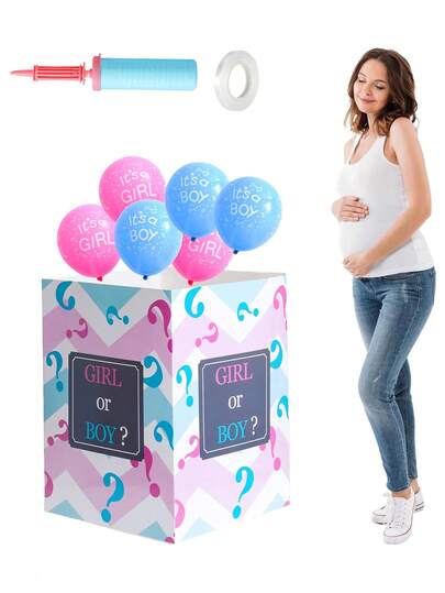 乳胶婴儿气球释放盒，用于性别揭示装饰，适用于婴儿生日派对、迎婴派对和主题派对