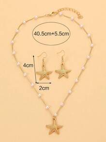 Goldfarbenenes Seestern Halsketten & Ohrringe Set (handgefertigte Kette auf Maß geschnitten, variable Anzahl von Perlen, variable Größe der Strass)