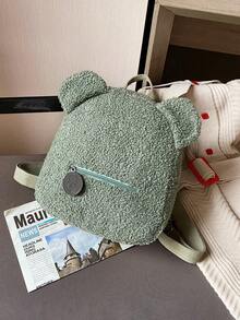 1 Pc Cute Bear Shaped Plush Backpack Lightweight Schoolbag Large ...