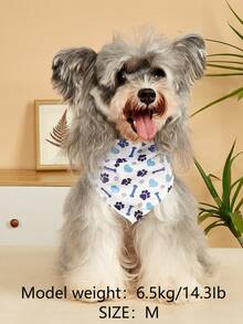 1件可爱宠物三角围兜/口水巾，适合猫狗居家使用 - 藍色 - 查看 3