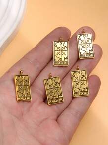 5pcs Vintage Tarot Card Charms, Alloy Pendants For DIY Necklace Bracelet Jewelry Making, M842