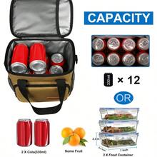 Local Shipping-Femuar Reusable Lunch Box For Men/Women - Insulated Lunch Bag Leakproof Lunchbox For Work Office Picnic Beach - Freezable Lunch Cooler Bag With Adjustable Shoulder Strap - Black - Màu Khaki - Xem 2