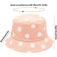 Reversible Bucket Hat For Women, Cute Beach Fisherman Style - Flower Pink - View 11