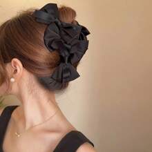 1 Stück doppelseitiger einfarbiger Haarklammer mit Schleife für Damen, elegantes Vintage-Accessoire geeignet für den täglichen Gebrauch