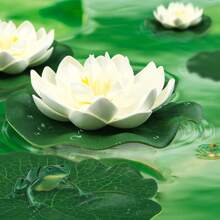12/8 Stücke künstliche schwimmende Lotus Blumen - realistische weiße & grüne Plastik Lotus Blumen für Heim Dekoration, Aquarium, Hochzeiten, Weihnachten, Valentinstag - ohne Stromversorgung, ohne Behälter, künstliche Outdoor Blumen
