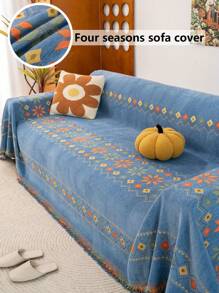 1 Stück Boho Chic Sofaüberwurf mit Acht-Blatt-Design - weich, schwer, tierfreundlich, Couchüberzug für Hunde, Sofabezug 3/2/1 Sitzer, Couchschutz für Wohnzimmer, Schlafzimmer, Bürodekoration