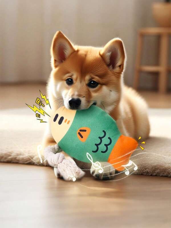 1pc Fish Squeaky Dog Chew Toys , Interactive Toys For Aggressive Chewers Indoor/Outdoor Play