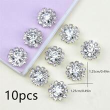 5pcs/set Copper Button, Rhinestone Decor Hand Sewing & Crafts Supply