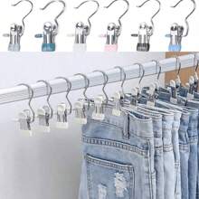 20 pièces Pinces à linge haut de gamme en acier inoxydable, cintres métalliques réglables avec pinces, pinces à linge portables avec crochet, organisateur de penderie, cintres pour bottes, pinces avec crochets, cintre multifonction pour vêtements, pinces pour pantalons, chapeaux, jupes, chaussettes, chaussures, pantalons, hauts d'été