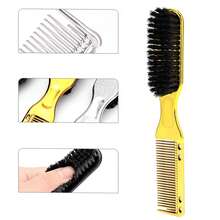 1pc Double-Sided Beard Brush, Multifunctional Hair & Beard Styling Brush For Home Beard Care, Barber Hair Trimming - Gold - View 5