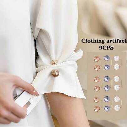 9pcs/Set 3 Colors Clothing Fixing Safety Pins, Multi-Functional Decorative Brooch Clips To Prevent Wardrobe Malfunction