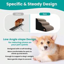 New Dog Stairs For All Dogs, 15.8 In H 3 Step Curved Dog Ramp For High Bed And Couch, Foam Dog Ramp   Non-Slip Waterproof Fabric Cover, Pet Stairs For Pets Joints, Brown - Brown 22.4x 15.8x 15.8 - View 4