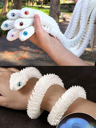 Coiled Snake Statue - 3D Printed Soft Poseable Snake Toy, Bionic Animal Model Design, Home Decor, Stress Relief Toy, Sensory Toy, Teenage Toy, Glow-In-The-Dark Toy (Random Eye Color)