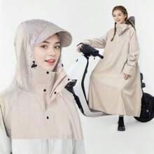 1 szt. Unisex Grubszy Wysokiej Jakości Płaszcz Przeciwdeszczowy Z Kapturem, Regulowany Sznurek Ściągający, Nadaje Się Do Jazdy Motocyklem/Rowerem, Do Użytku Na Zewnątrz