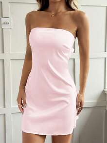 Vaiaye Ladies' Strapless, Strapless, Backless Sexy Dress - Pink - View 2