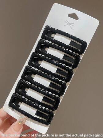 6 件套女孩黑色简约哑光发夹，可爱侧夹发夹甜美头饰休闲发饰，爪夹，发夹，发夹，发夹