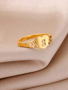 复古不锈钢首字母多尺寸戒指，18K 镀金防褪色女士情侣戒指，字母婚礼金饰，派对度假配饰礼物 - 字母 - 查看 10