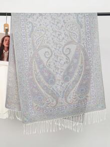 1件女士波西米亚风流苏提花围巾，佩斯利花纹披肩，羊绒石纹图案穆斯林头巾，值得赠送，适合所有季节日常外出穿着。 - T155 - 查看 19