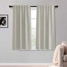 Local Delivery Black Blackout Curtains 63 Inch Length, Room Darkening Thermal Insulated Noise-Reducing Black Out Curtains For Bedroom Living Room Windows, Back Tab Rod Pocket, W52 X L63 Inches, 2 Panels - 自然 - 查看 11