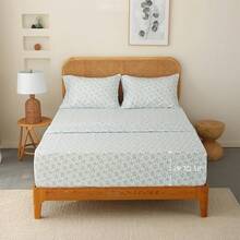 Black Sheets, Deep Pocket, 1800 Thread Count, Soft Breathable, Cute Printed Boho Farmhouse Bed Sheets, Up To 18 Inch - Blue - View 5