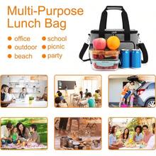 Local Shipping-Femuar Reusable Lunch Box For Men/Women - Insulated Lunch Bag Leakproof Lunchbox For Work Office Picnic Beach - Freezable Lunch Cooler Bag With Adjustable Shoulder Strap - Black - 01-Grey - View 6