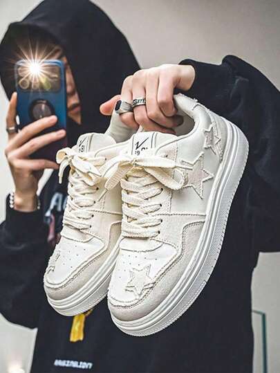 New Casual Thick Sole Breathable Canvas Shoes Retro Low-Top Shoes Star Skateboard Shoes Versatile Men Outdoor Sneakers