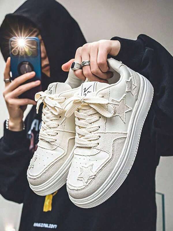 New Casual Thick Sole Breathable Canvas Shoes Retro Low-Top Shoes Star Skateboard Shoes Versatile Men Outdoor Sneakers