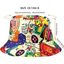 Reversible Bucket Hat For Women, Cute Beach Fisherman Style - Colorful Graffiti - View 4