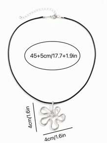 1pc Minimalist Silver Flower Pendant Necklace, Versatile Choker Necklace For Daily Wear