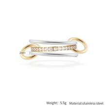 Set de 3 anillos de mujer de moda: Anillo de cobre incrustado con circonita cúbica, anillo de banda lisa de acero inoxidable, y anillos apilables chapados en oro de 14K, adecuados para uso diario, fiestas y como regalo