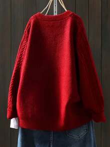 Plus Size Women Cardigan, Solid Color Elegant Mature Intellectual Elegant Ladies Outerwear, Long Sleeve Versatile Plus Size Women Knit Sweater