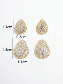 Vaerine 1 对优雅时尚的 925 银锆金向日葵形耳钉，适合女性聚会和礼物 - 金色 - 查看 2