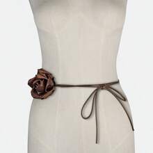 Blooming Satin Rose Lace-Up Necklace, Waist Chain, Chest Flower Shapewear Waist Belt, Vintage Decorative Accessory For Women