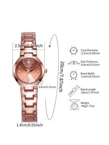 1pc Women's Fashion Minimalist Rhinestone Decor Calendar Dial Quartz Wrist Watch, Elegant Classic, No Watch Box Included