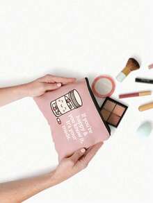 药丸主题收纳袋，字母“如果你快乐，你知道，这就是你的药。” 化妆包，药丸图案 - 送给护士的完美礼物！可收纳化妆品、美妆工具、指甲油、药丸等，适合外出旅行 - 彩色 - 查看 5