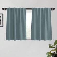 Local Delivery Black Blackout Curtains 63 Inch Length, Room Darkening Thermal Insulated Noise-Reducing Black Out Curtains For Bedroom Living Room Windows, Back Tab Rod Pocket, W52 X L63 Inches, 2 Panels - 霧霾藍 - 查看 7