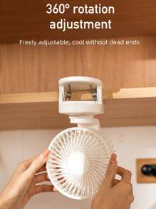 ViSSKO Ventilador de Clipe USB com Cabeça Ajustável 360°, 5 Configurações de Velocidade e Brisa Natural - Base de Aperto Forte, Perfeito para Dormitório, Escritório, Essenciais de Estudante