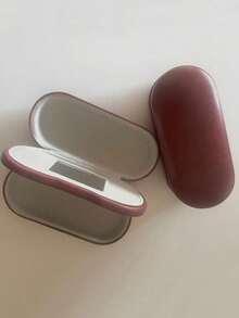 1pc Metal Leather Myopia Glasses Case, Multi-Functional Dual Layer Eyeglasses Storage Box